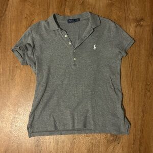 polo ralph lauren gray quarter button down short sleeve top size large